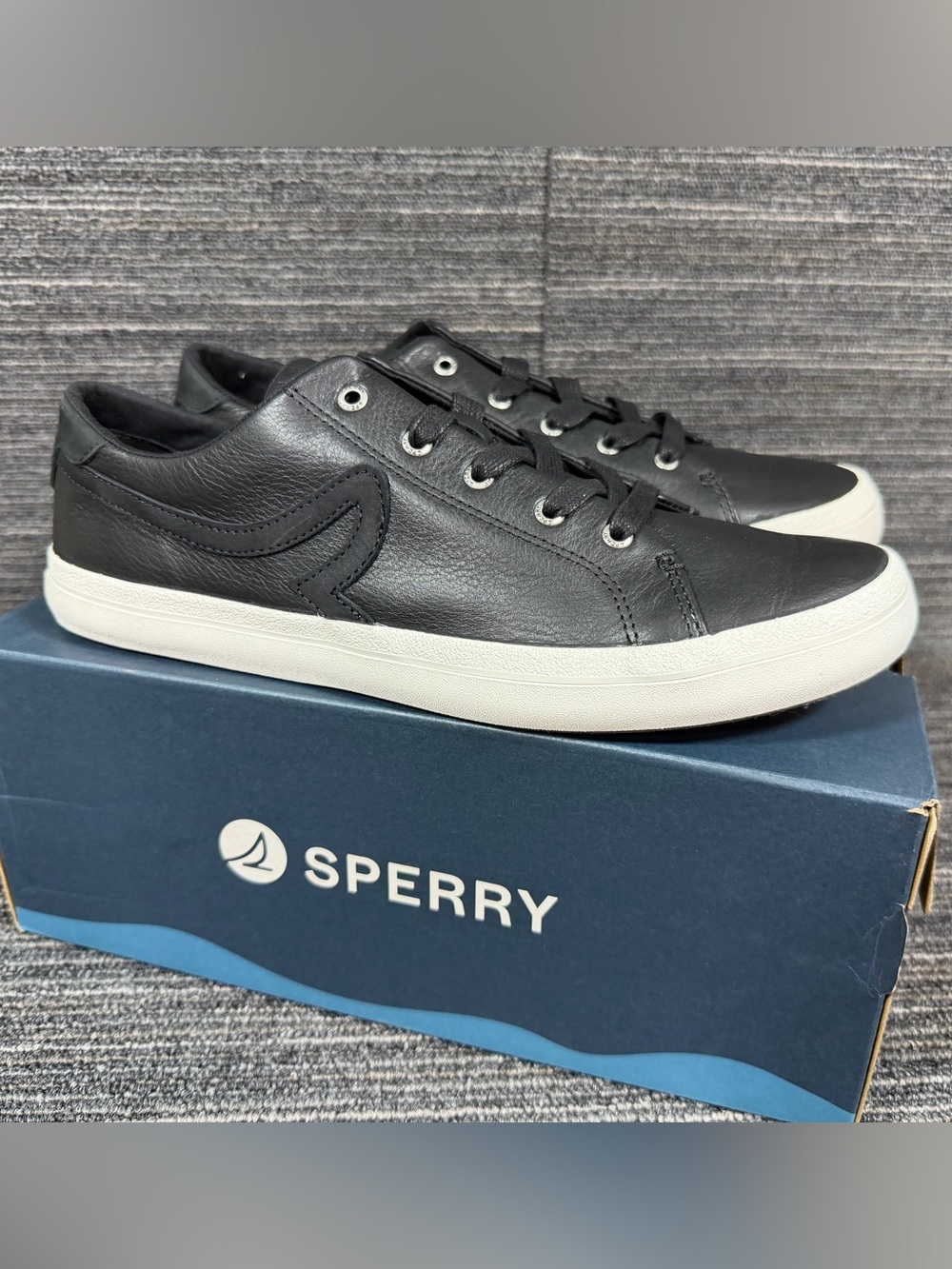 Sperry Sandy LTT Black Leather Low-Profile Sneakers Gum Bottom Sole Women 11 New